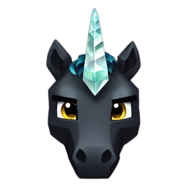 Minecraft Glitter Black Unicorn Head With Diamond Horn sticker
