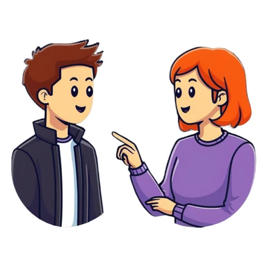 young man and woman talking sticker