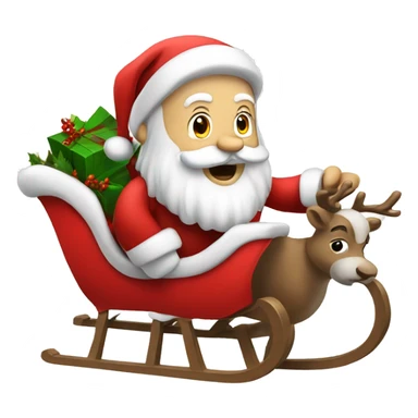 White Santa with sleigh sticker