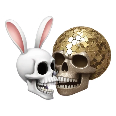 Disco ball skull eating a rabbit sticker