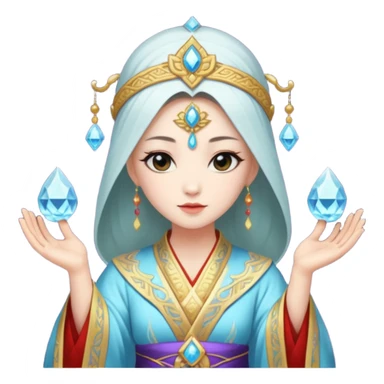 Crystal magic Asian priestess sticker
