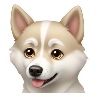 A white and beige pomsky dog with black eyes sticker