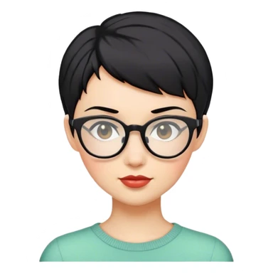 woman pixie cut black hair with glasses sticker