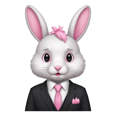 rabbit with sutit tie sticker