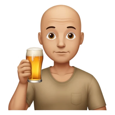 создай эмодзи лысого парня пьющего пиво sticker