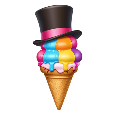 a ice cream with a top hat sticker