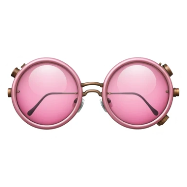 vintage pink welder's glasses, retro style with pink circular lenses, steampunk inspired sticker
