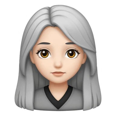 girl with black and gray hair and black eyes and long hair sticker