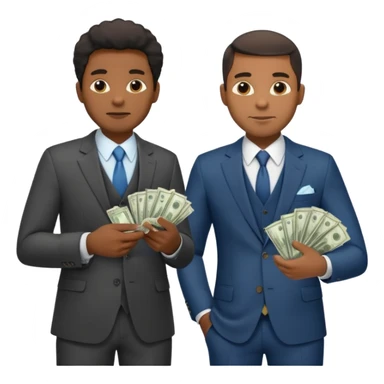 deux cheffe d'entreprise noir, un en train de compter sa montagne de billet et le deuxième derrière lui  poche vide pas d'argent  sticker