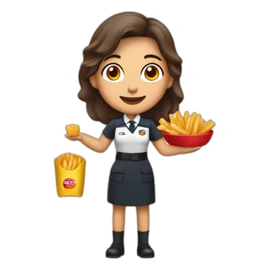 Mujer que vende papas fritas con uniforme rojo sticker