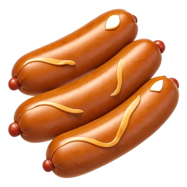 Three sausages linked together in the ends.
Apple emoji style sticker