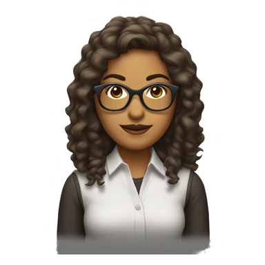 Mujer pelo lacio castaño oscuro con gafas ,pestañas voluminosas  sticker