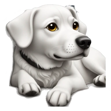 black white dog lays on sofa sticker