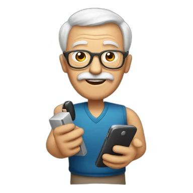 Grandpa with phone  sticker