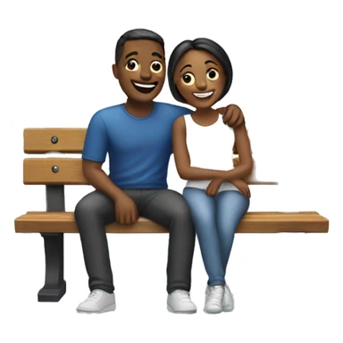 happy couple on a bench  sticker