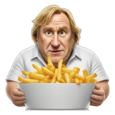Depardieu qui mange des frites sticker