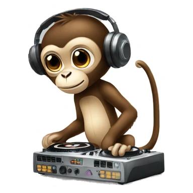 funny cute monkey with dj mixer sticker