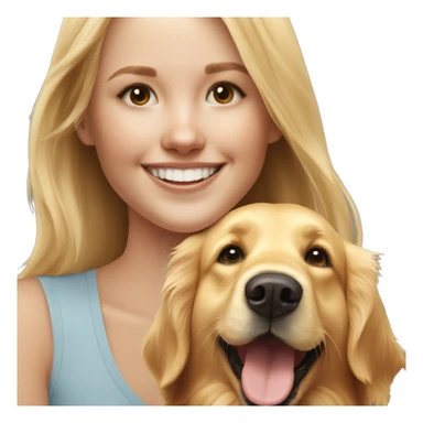 Happy golden retriver with blonde girl sticker