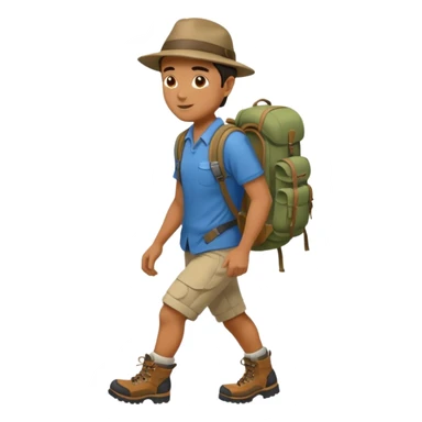 memoji face iphone: men, a solo hiker with carrying a few items sticker