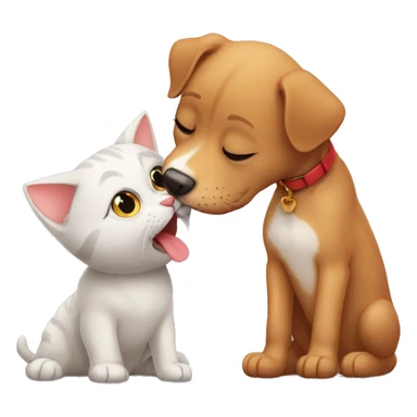 Cat kissing dog sticker
