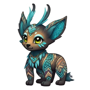 cute Kawaii edgy ethereal shy epic tribal fantasy animal fursona Fionbri creature by griffsnuff & LiLaiRa & Falvie with exotic colors with intricate patterns full body sticker