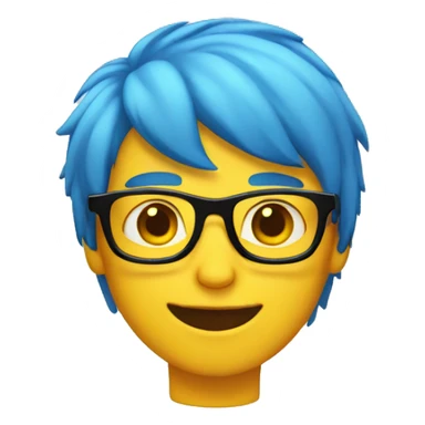 Boy with blue hair, yellow skin and red glasses  sticker