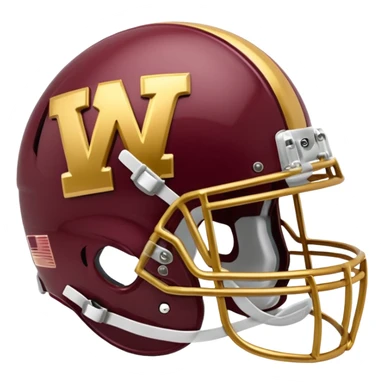 Burgundy and gold W on a football helmet  sticker