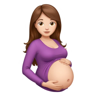 "Pregnant woman with her belly skin visible, with long brown hair and fair skin."
 sticker