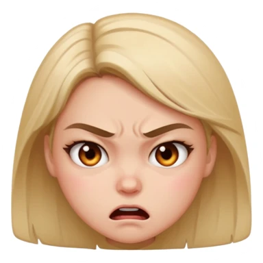 A 😡 but clamed dowe but keep the face expression and make it blushing and a girl sticker