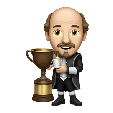 William Shakespeare holds the winner's cup in his hand sticker