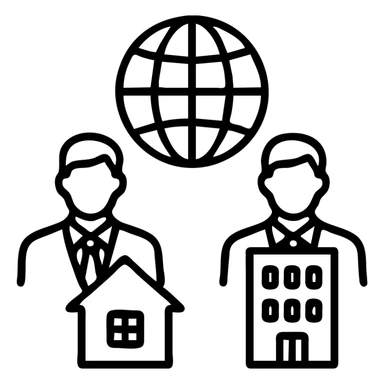 Ícono de real estate que refleje a nuestro cliente ideal: Empresarios y propietarios internacionales que necesitan vender, reinvertir o diversificar su portafolio en propiedades residenciales o comerciales en Miami, con absoluta confidencialidad y criterio. sticker