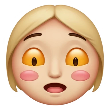 embarrassed, blushing, with closed eyes, and shaped like a traditional emoji sticker