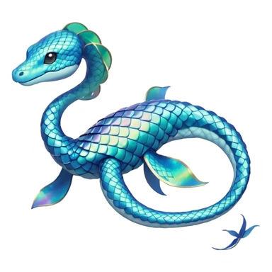 Sleek Serpentine Aquatic Ribbon-bodied Elegant Pokémon-Fakémon-Digimon-Creature, (full body) sticker