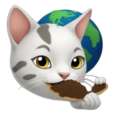 Cat eating earth sticker