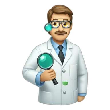 Scientist with magnifying glass sticker