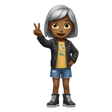 girl giving rock hand sign  sticker