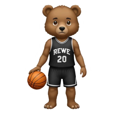Bear with full body and wearing basketball black jersey that says RWE  sticker