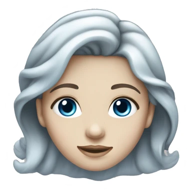 Pale girl with black wavy hair and blue eyes sticker