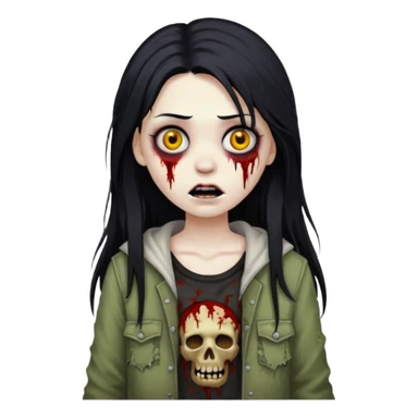 white girl like a zombie with black long hair sticker