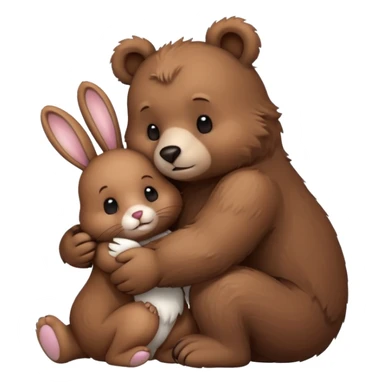 Bear taking care of a bunny  sticker