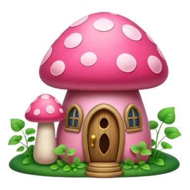 Pink little mushroom house covered in vines sticker