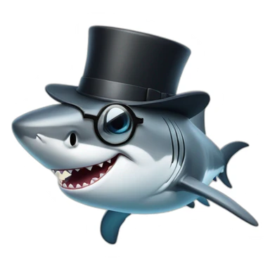 Shark similing with a top hat and glasses  sticker