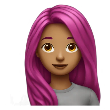 Girl with long magenta hair sticker