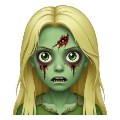 girl zombie with blonde long hair green skin and with no angry face sticker