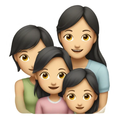 Mom vietnamese and 3 daughers  sticker