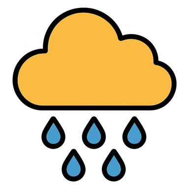 rain icon, simple and clear, colored lineal with black outlines sticker