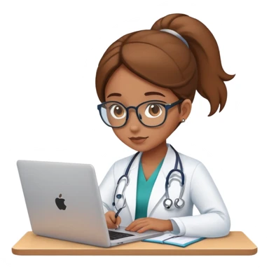 Light brown skin girl studying medical on laptop sticker