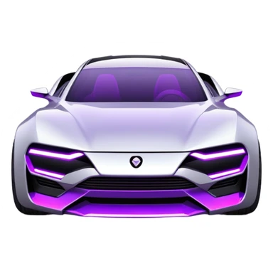 futuristic silver and black and white and purple cyberpunk car sticker