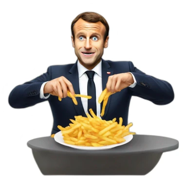emmanuel macron qui mange des frites sticker