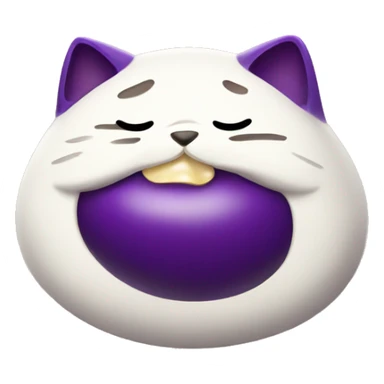 Fat cat eating eggplant  sticker
